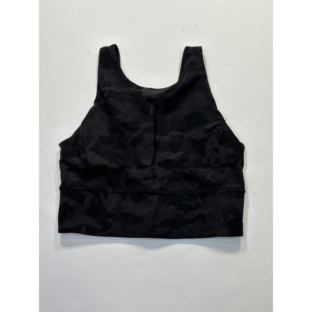 Lululemon Black Camo Longline Sports Bra High Neck Cutout Camouflage